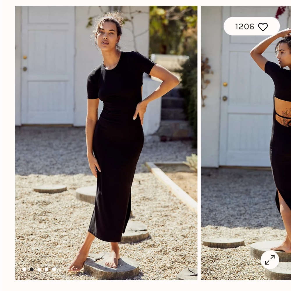 Black backless midi dress